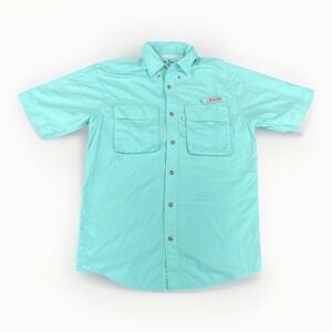 Bimini Bay Vented Fishing Shirt Men S Aqua Blue Short Sleeve Outdoor Quick Dry